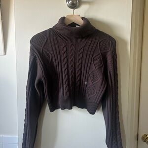 Pacsun Brown Cable Knit Turtleneck Sweater